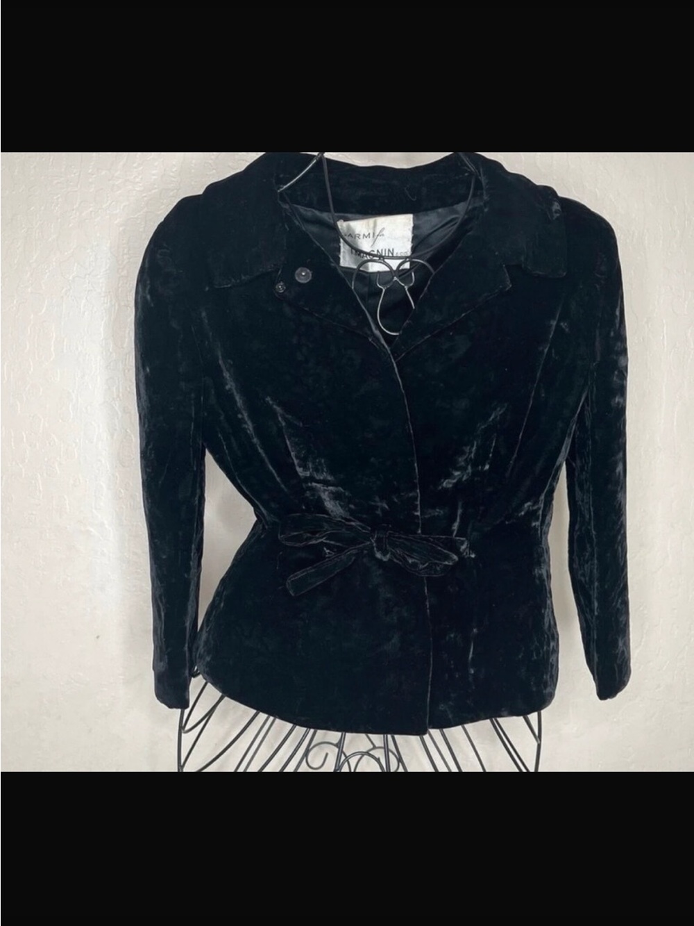 Black Velvet Tie-Waist Blazer Jacket